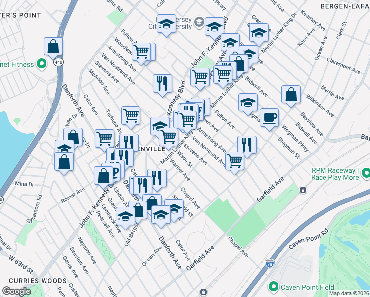 map of restaurants, bars, coffee shops, grocery stores, and more near in Jersey City