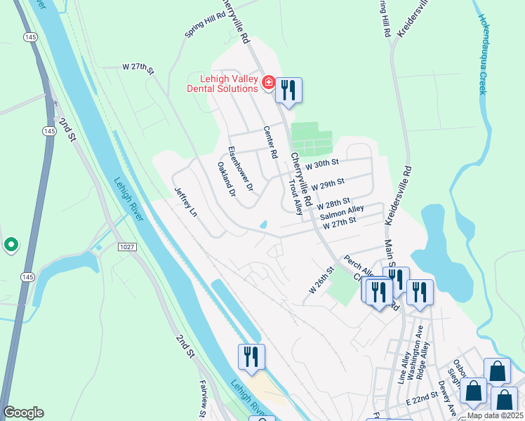 map of restaurants, bars, coffee shops, grocery stores, and more near 2944 Center Road in Northampton
