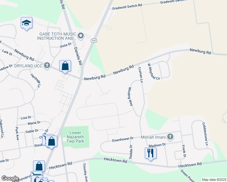 map of restaurants, bars, coffee shops, grocery stores, and more near 386 Hartman Road in Bethlehem