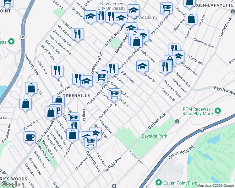 map of restaurants, bars, coffee shops, grocery stores, and more near 142 Van Nostrand Avenue in Jersey City