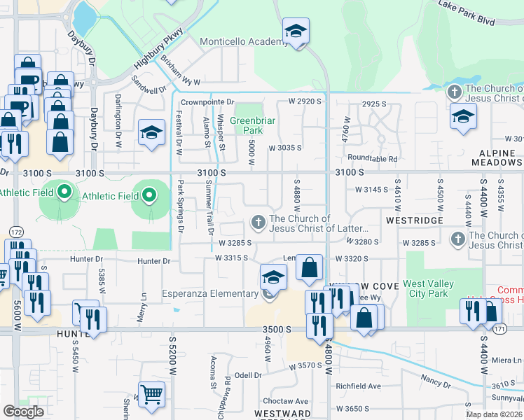 map of restaurants, bars, coffee shops, grocery stores, and more near 3174 South 4960 West in West Valley City