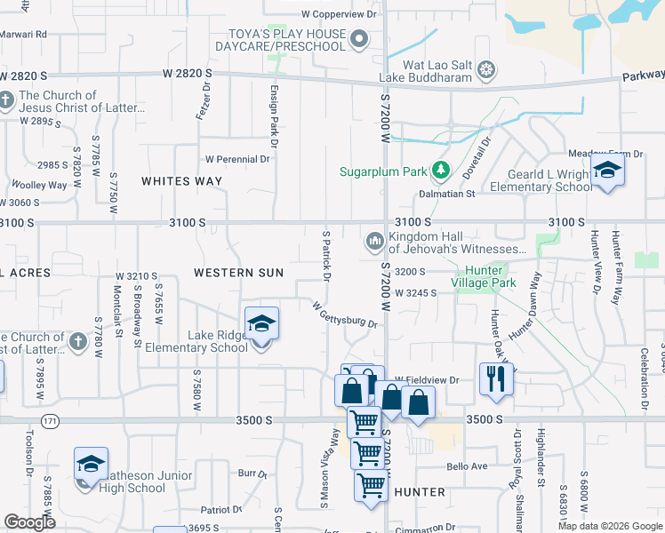 map of restaurants, bars, coffee shops, grocery stores, and more near 3186 South 7200 West in Magna