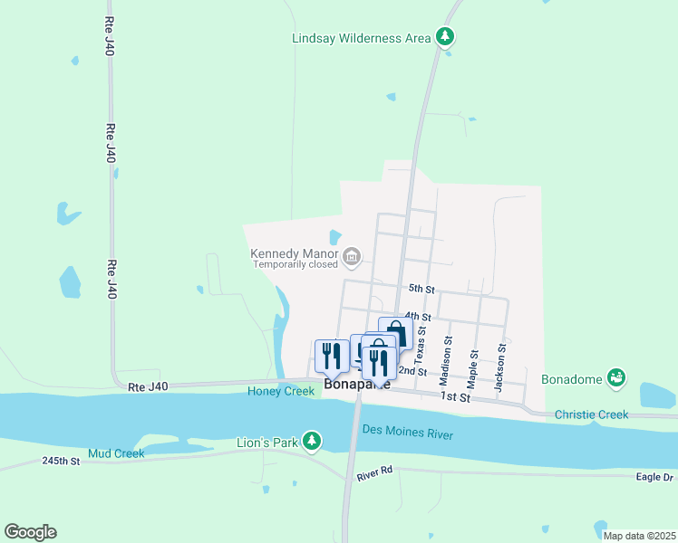 map of restaurants, bars, coffee shops, grocery stores, and more near 503 West Street in Bonaparte