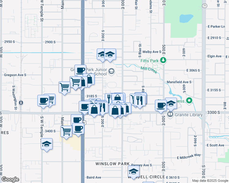 map of restaurants, bars, coffee shops, grocery stores, and more near 253 East Crestone Avenue in South Salt Lake