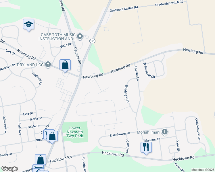 map of restaurants, bars, coffee shops, grocery stores, and more near 386 Hartman Rd in Bethlehem