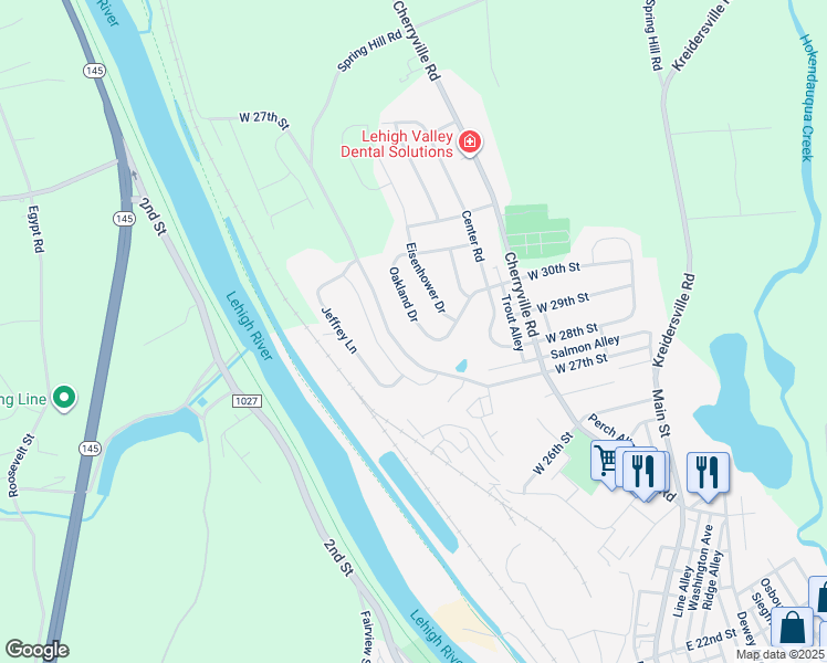 map of restaurants, bars, coffee shops, grocery stores, and more near 3026 Oakland Drive in Northampton
