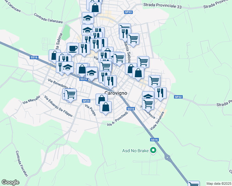 map of restaurants, bars, coffee shops, grocery stores, and more near in Carovigno
