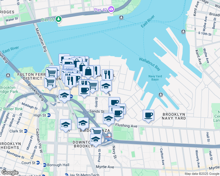 map of restaurants, bars, coffee shops, grocery stores, and more near 78 Hudson Avenue in Brooklyn