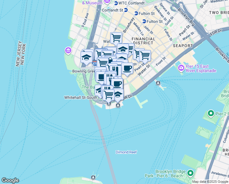 map of restaurants, bars, coffee shops, grocery stores, and more near in New York