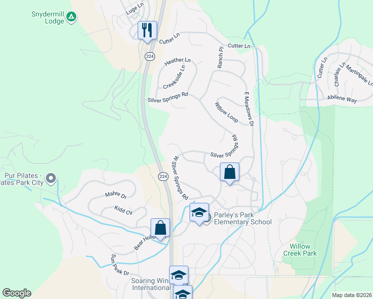 map of restaurants, bars, coffee shops, grocery stores, and more near 1598 Park Place in Park City