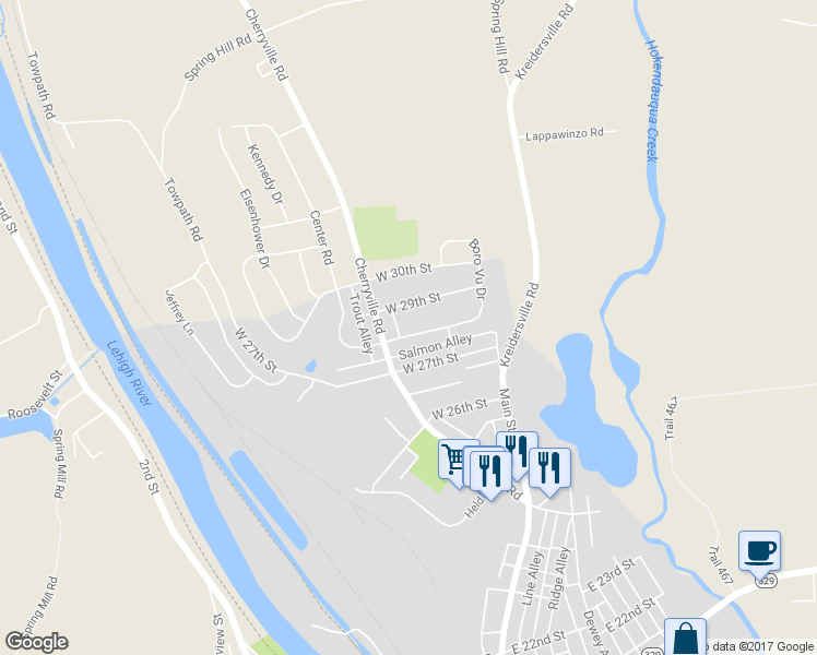 map of restaurants, bars, coffee shops, grocery stores, and more near 181 West 28th Street in Northampton