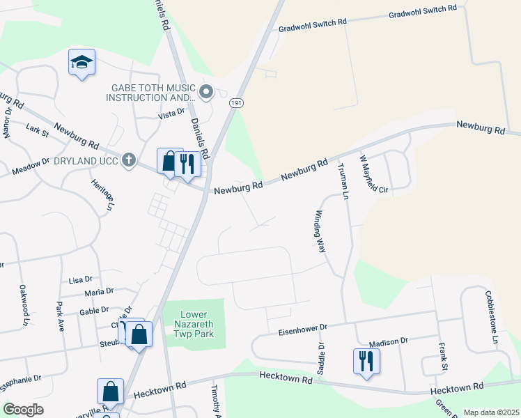map of restaurants, bars, coffee shops, grocery stores, and more near 394 Hartman Road in Bethlehem