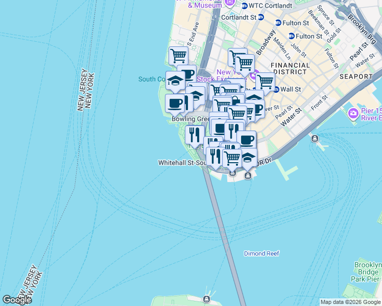map of restaurants, bars, coffee shops, grocery stores, and more near  in New York