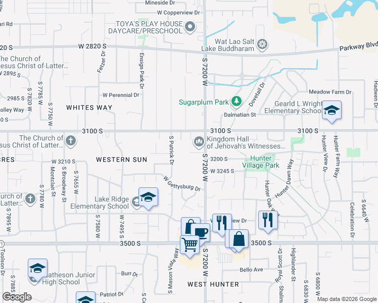map of restaurants, bars, coffee shops, grocery stores, and more near 3186 South 7200 West in Magna