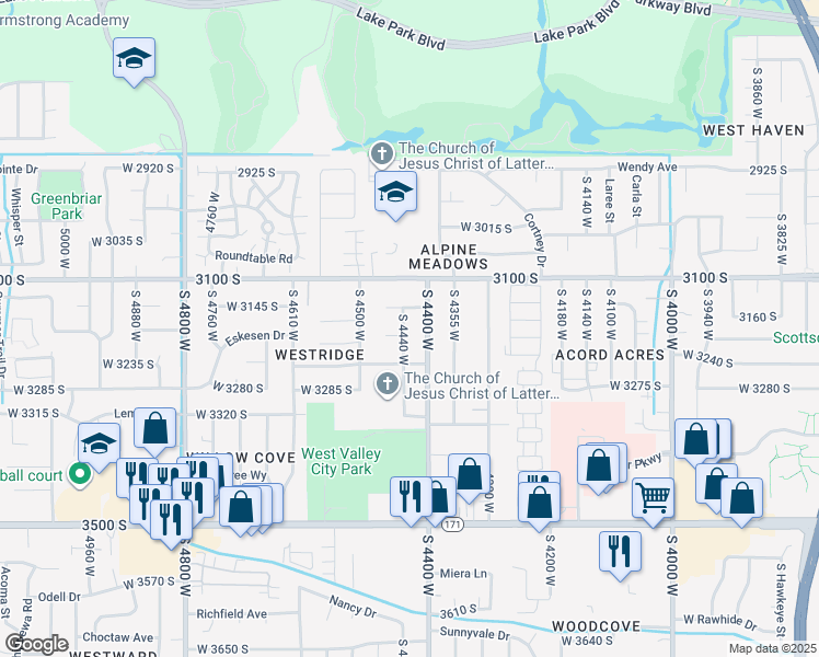 map of restaurants, bars, coffee shops, grocery stores, and more near 3183 South 4440 West in West Valley City