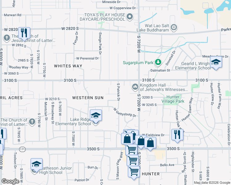 map of restaurants, bars, coffee shops, grocery stores, and more near 7338 West Madison Avenue in Magna