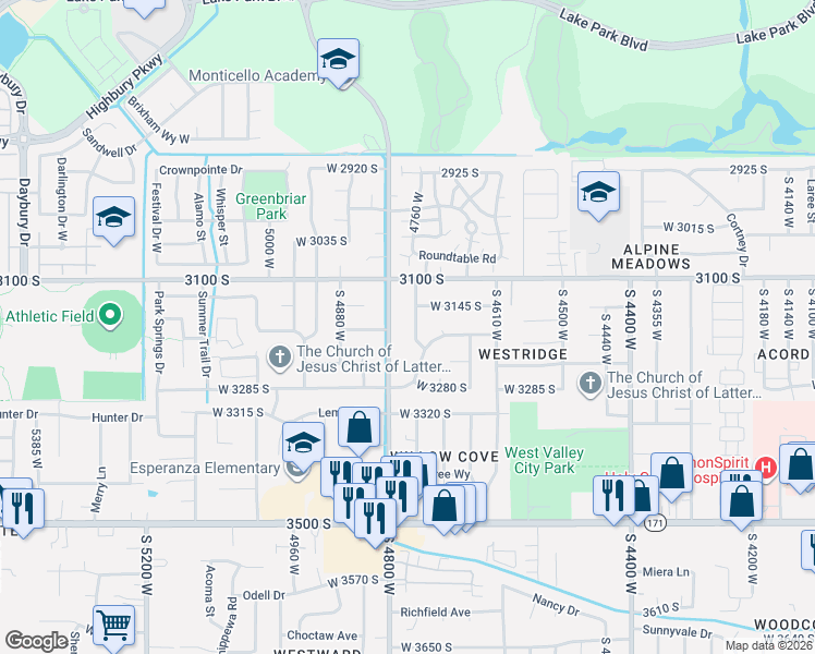 map of restaurants, bars, coffee shops, grocery stores, and more near 3178 South 4760 West in West Valley City