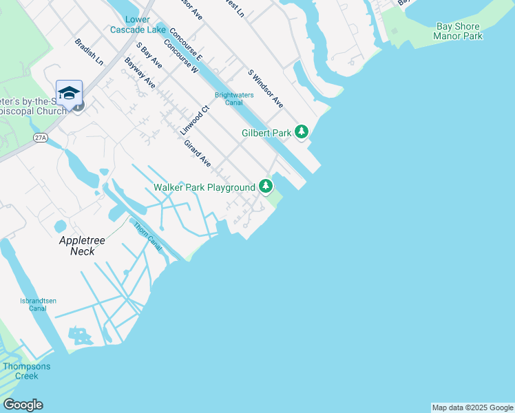 map of restaurants, bars, coffee shops, grocery stores, and more near 2 Captains Walk in Bay Shore