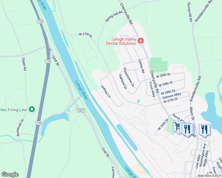 map of restaurants, bars, coffee shops, grocery stores, and more near 140 Frank Drive in Northampton