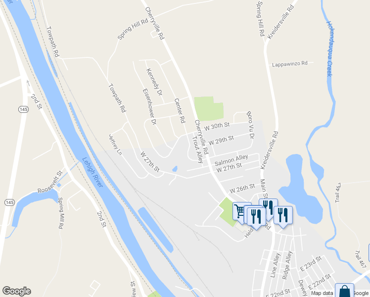 map of restaurants, bars, coffee shops, grocery stores, and more near 2944 Center Road in Northampton