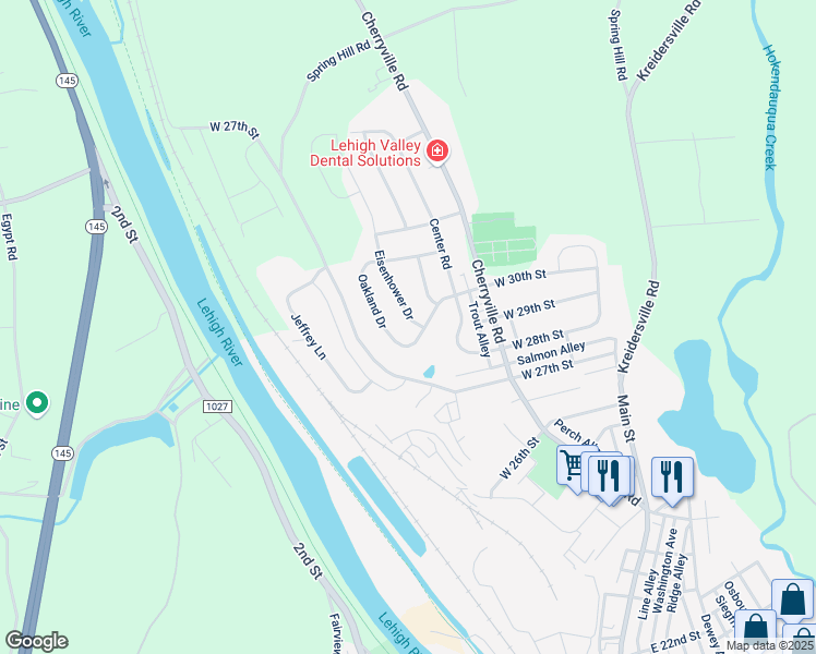 map of restaurants, bars, coffee shops, grocery stores, and more near 3012 Eisenhower Drive in Northampton