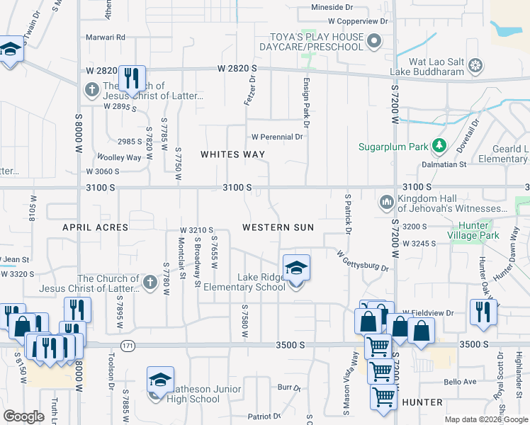 map of restaurants, bars, coffee shops, grocery stores, and more near 3160 Magnolia Dr in Magna