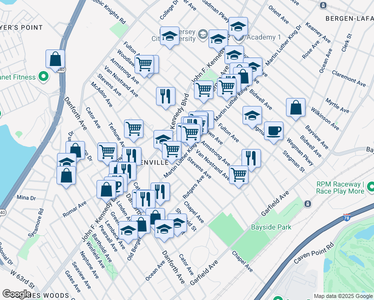 map of restaurants, bars, coffee shops, grocery stores, and more near in Jersey City