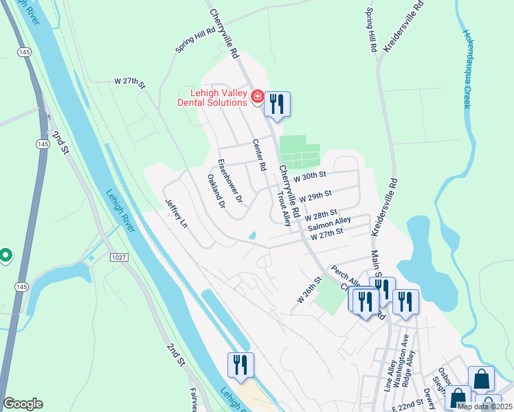 map of restaurants, bars, coffee shops, grocery stores, and more near 273 West 30th Street in Northampton