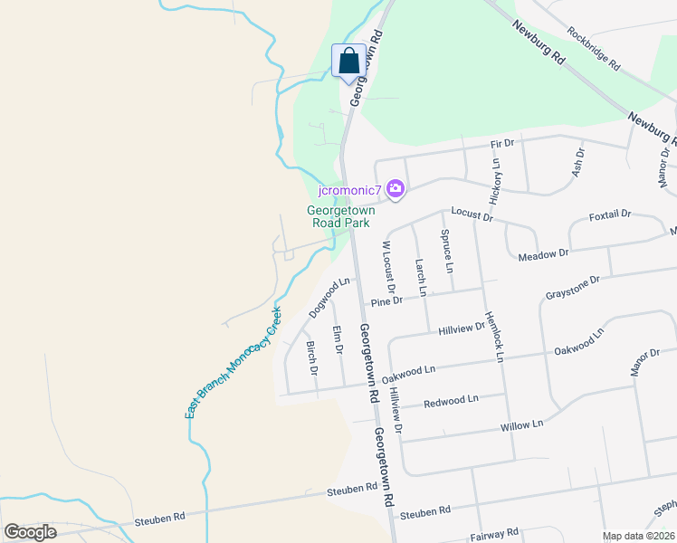 map of restaurants, bars, coffee shops, grocery stores, and more near 453 Dogwood Lane in Nazareth