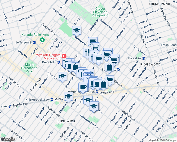 map of restaurants, bars, coffee shops, grocery stores, and more near in 