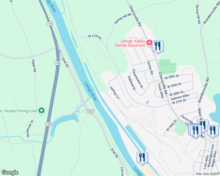 map of restaurants, bars, coffee shops, grocery stores, and more near 158 Jeffrey Lane in Northampton