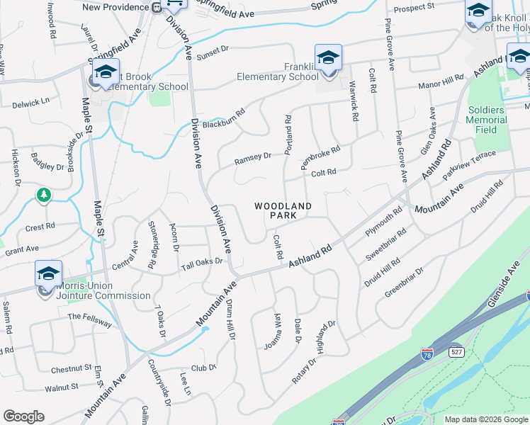 map of restaurants, bars, coffee shops, grocery stores, and more near 12 Canterbury Lane in Summit