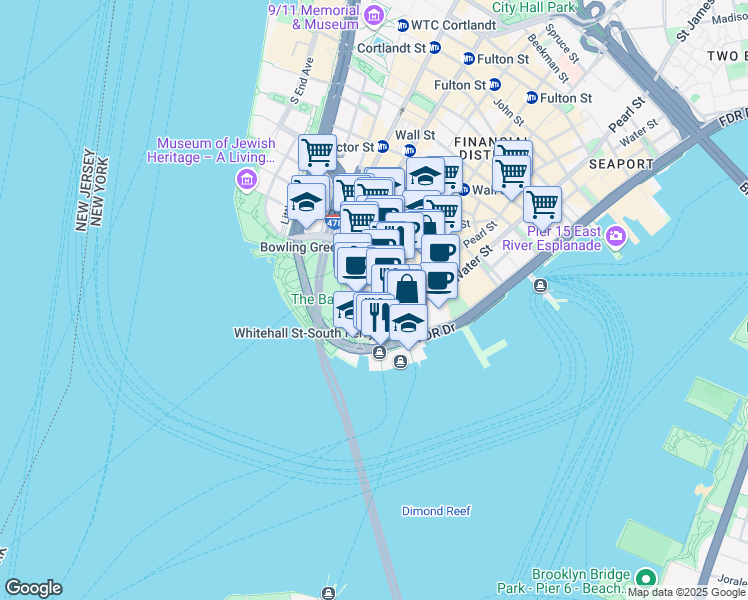 map of restaurants, bars, coffee shops, grocery stores, and more near in New York