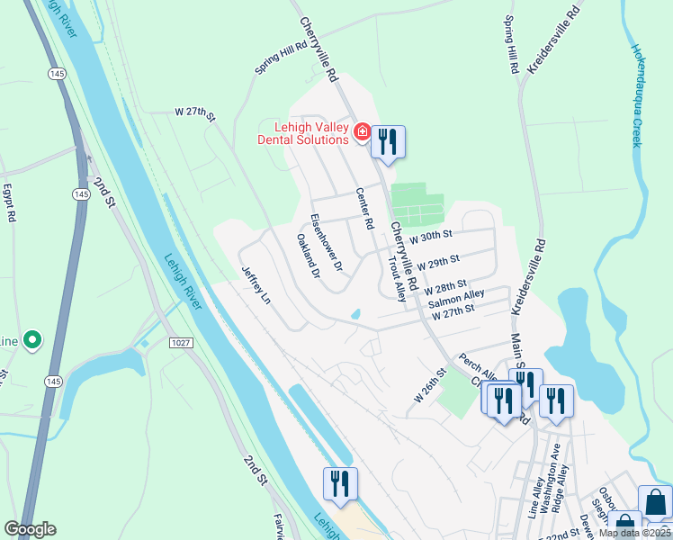 map of restaurants, bars, coffee shops, grocery stores, and more near 3026 Eisenhower Drive in Northampton