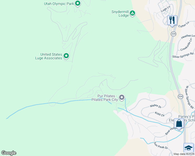map of restaurants, bars, coffee shops, grocery stores, and more near 2280 Bear Hollow Drive in Park City
