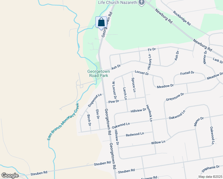map of restaurants, bars, coffee shops, grocery stores, and more near 453 West Locust Drive in Nazareth