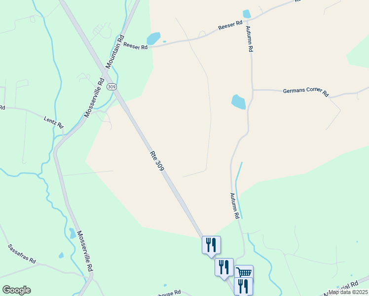 map of restaurants, bars, coffee shops, grocery stores, and more near 7777 Pennsylvania 309 in New Tripoli