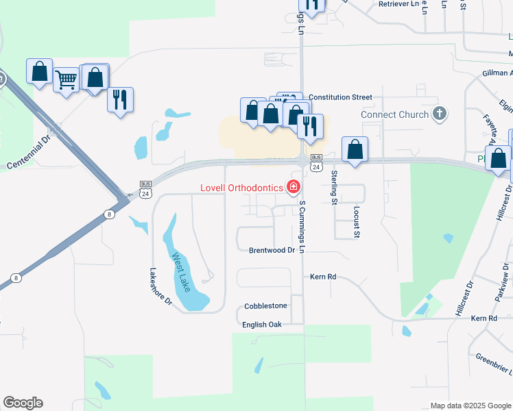 map of restaurants, bars, coffee shops, grocery stores, and more near 1914C Canterbury Drive in Washington