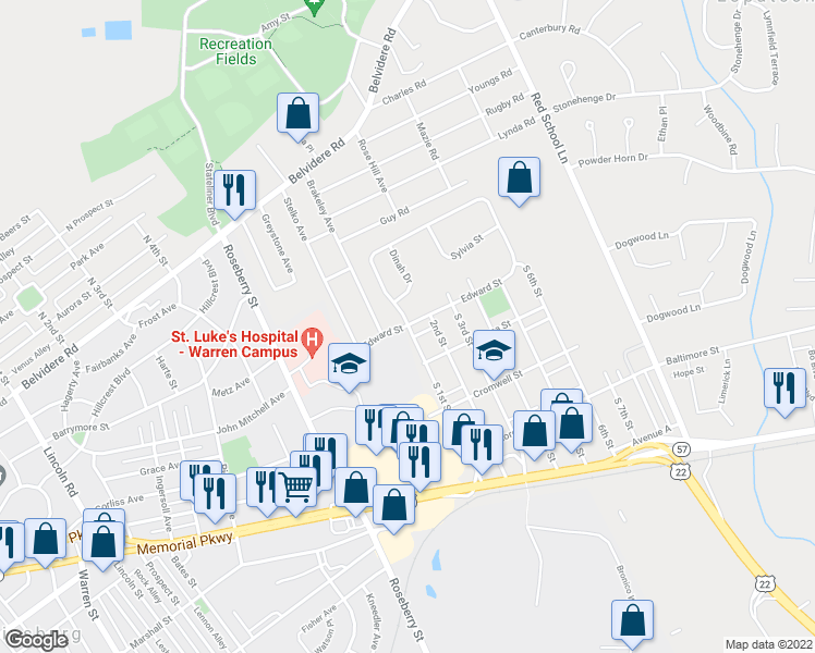 map of restaurants, bars, coffee shops, grocery stores, and more near 522 South 1st Street in Phillipsburg