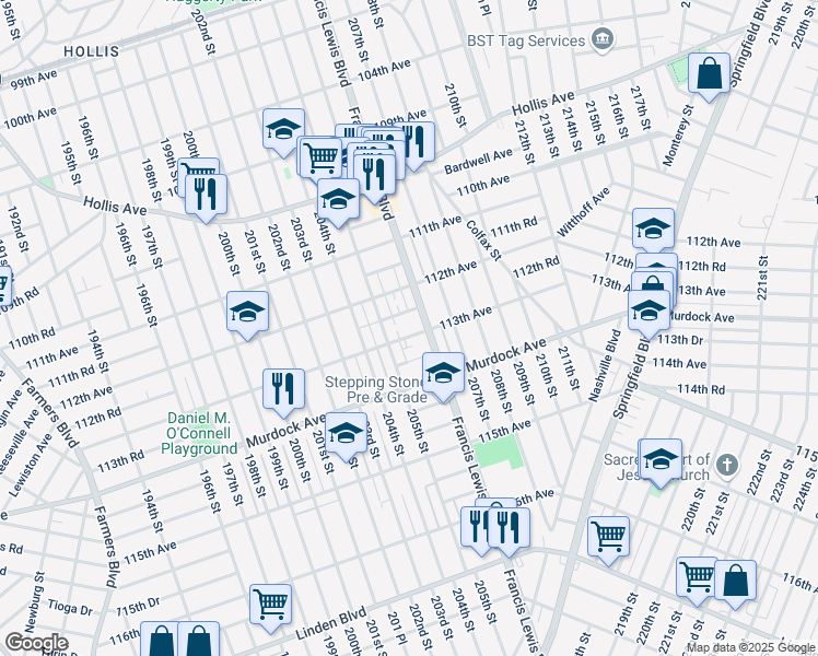 map of restaurants, bars, coffee shops, grocery stores, and more near in Queens