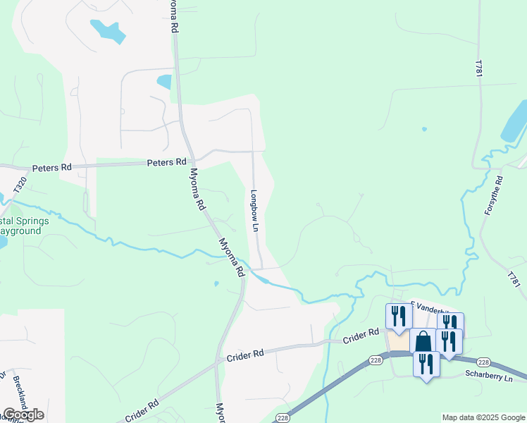 map of restaurants, bars, coffee shops, grocery stores, and more near 211 Longbow Lane in Mars