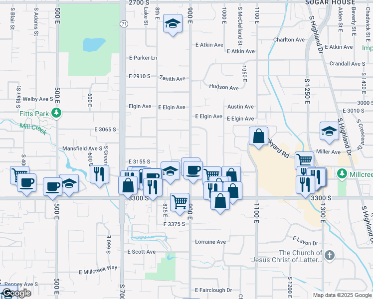 map of restaurants, bars, coffee shops, grocery stores, and more near in Millcreek