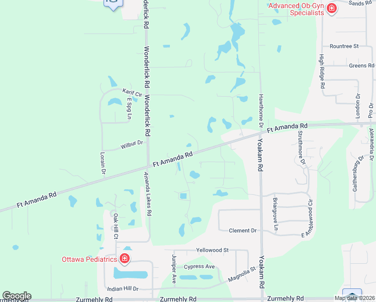 map of restaurants, bars, coffee shops, grocery stores, and more near 4117-4203 Fort Amanda Road in Lima
