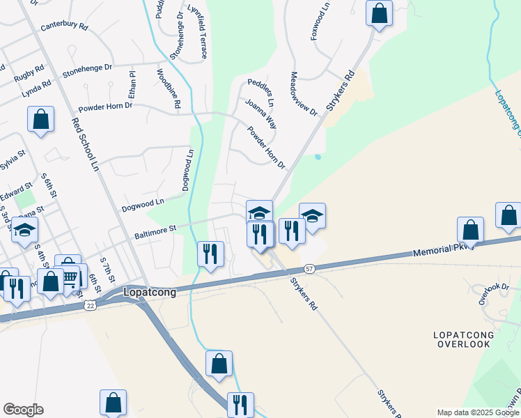 map of restaurants, bars, coffee shops, grocery stores, and more near 207 Strykers Road in Phillipsburg