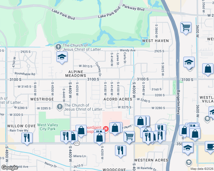 map of restaurants, bars, coffee shops, grocery stores, and more near 3139 South 4180 West in West Valley City