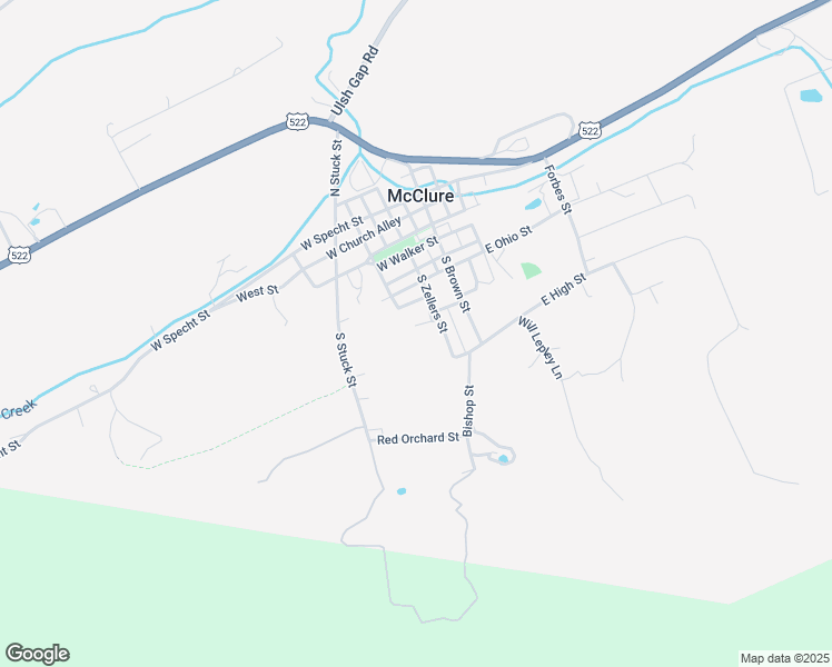 map of restaurants, bars, coffee shops, grocery stores, and more near 21 South Zellers Street in McClure