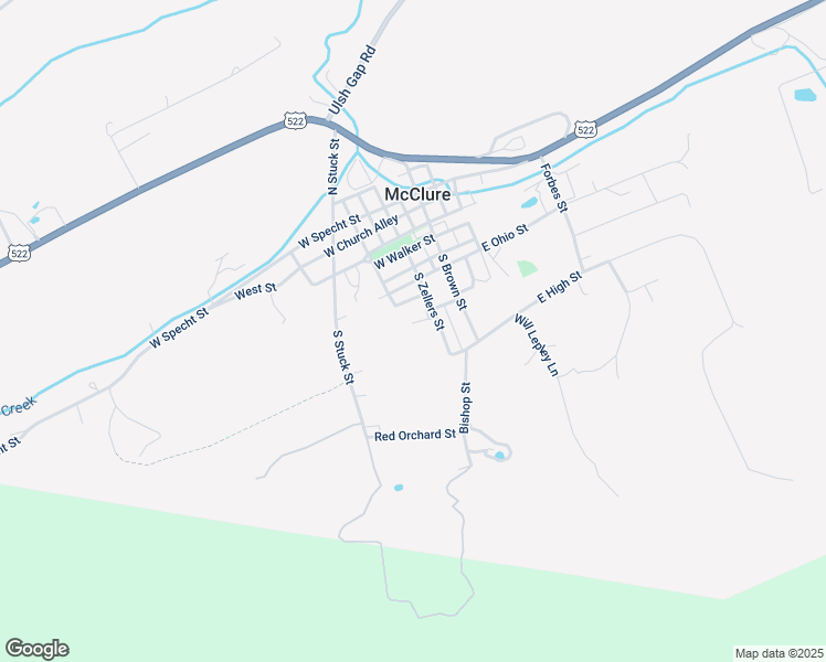 map of restaurants, bars, coffee shops, grocery stores, and more near 21 South Zellers Street in McClure