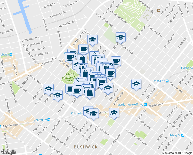 map of restaurants, bars, coffee shops, grocery stores, and more near in Brooklyn