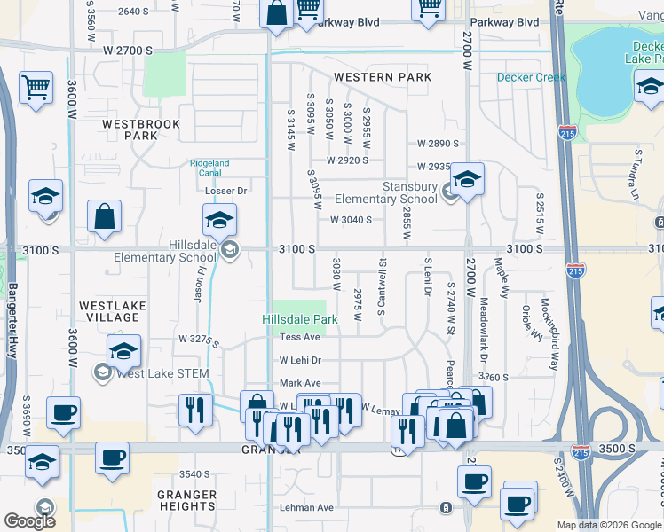 map of restaurants, bars, coffee shops, grocery stores, and more near in West Valley City