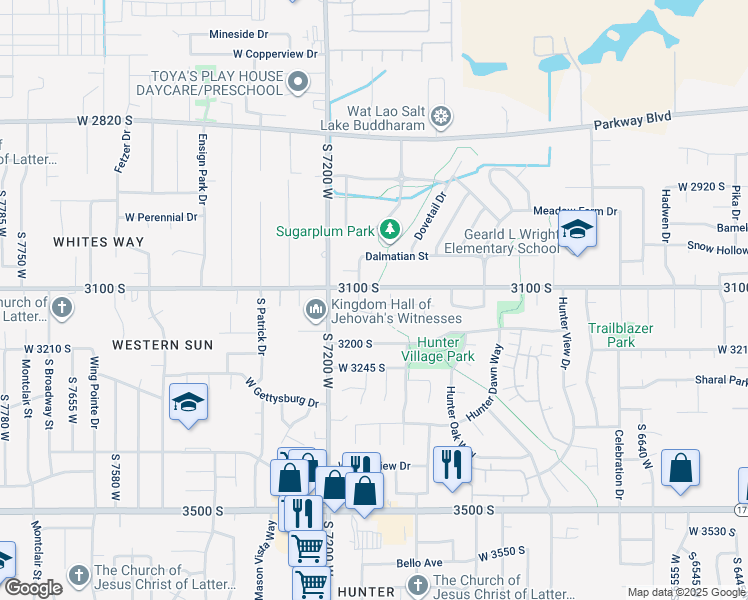 map of restaurants, bars, coffee shops, grocery stores, and more near 7116 Adamo Drive in West Valley City
